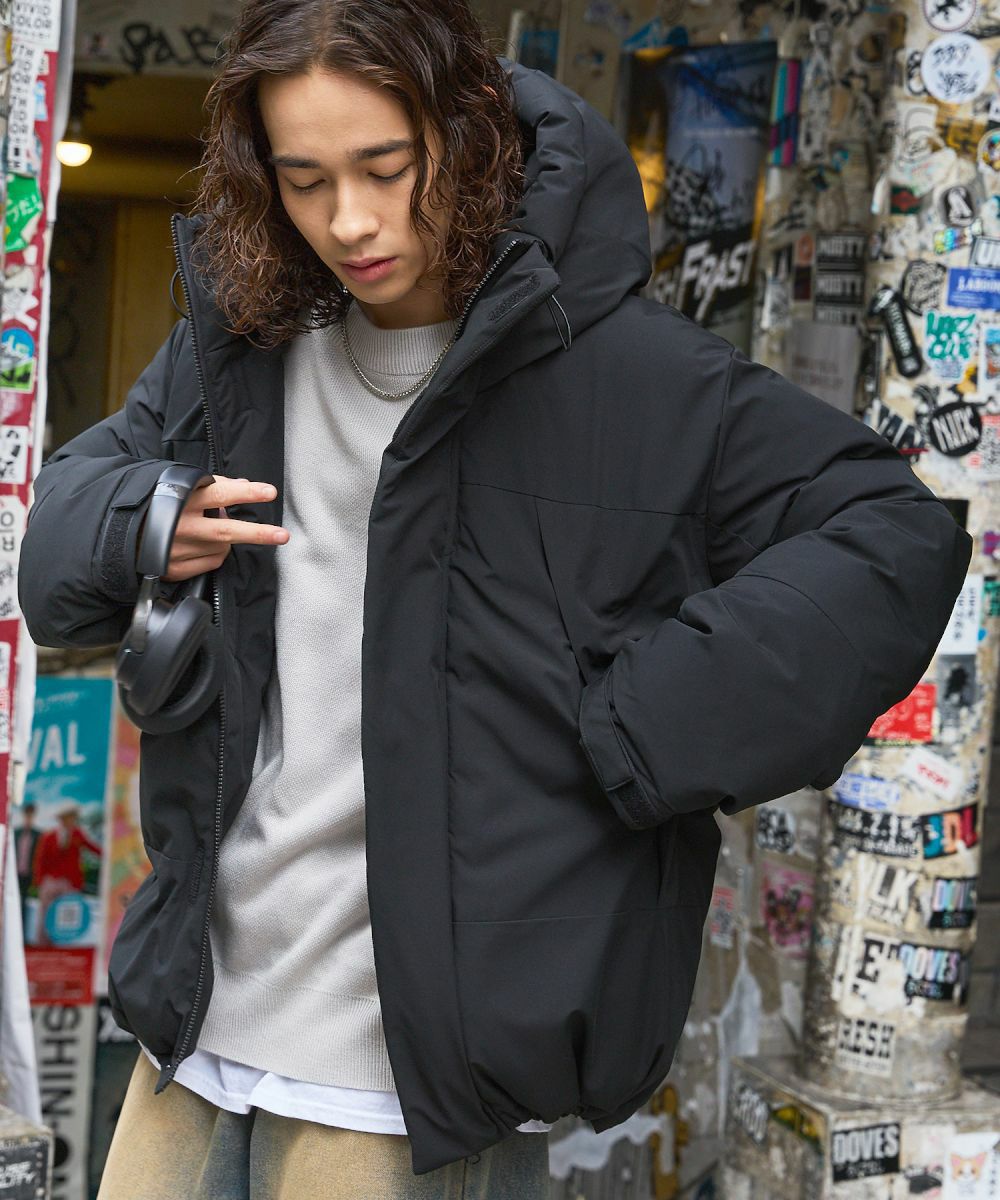 新品　SMC クレヨン柄 フード付き　中綿ジャケット 5Y ブラック MENS】FUSED FLAP JACKET フューズドフラップジャケット / WINDSTOPPER