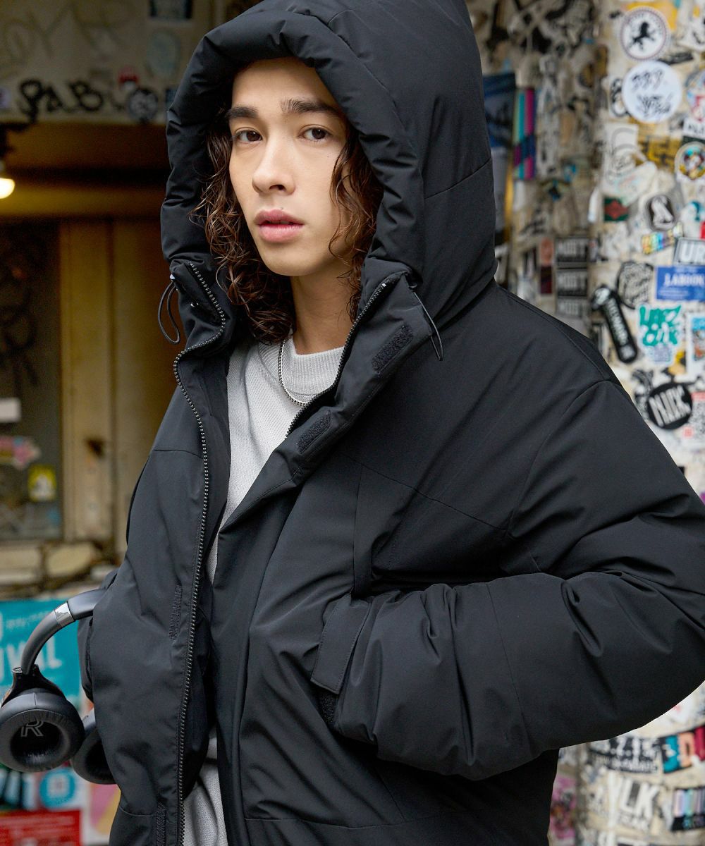 新品　SMC クレヨン柄 フード付き　中綿ジャケット 5Y ブラック MENS】FISHERMANS JACKET フィッシャーマンズジャケット / WINDSTOPPER
