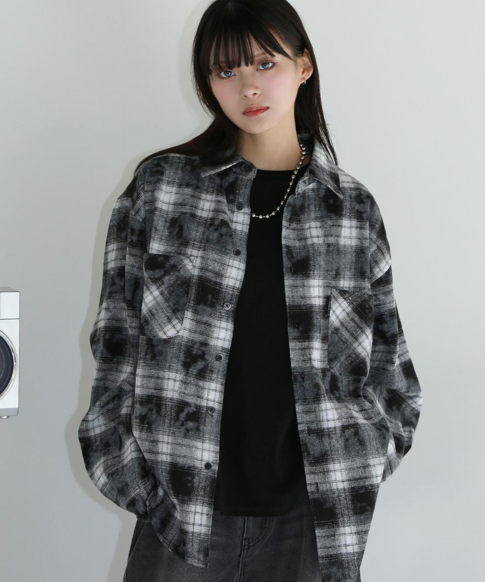 ヴィンテージ加工 オンブレチェック長袖シャツ | MSG