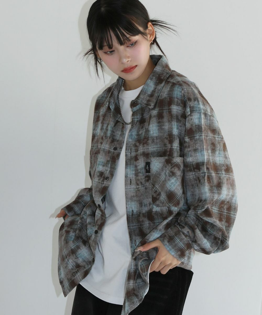 ヴィンテージ加工 オンブレチェック長袖シャツ | MSG