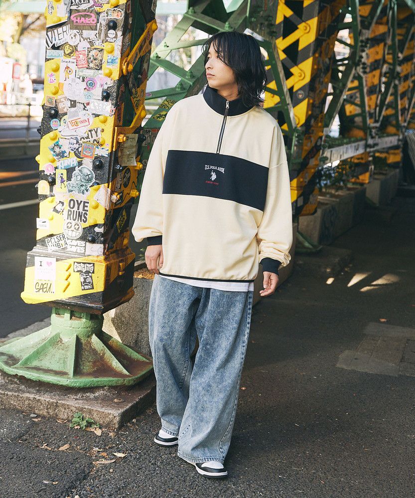 U.S. POLO ASSN. 別注 ワンポイントロゴ刺繍スタンドネックスウェット