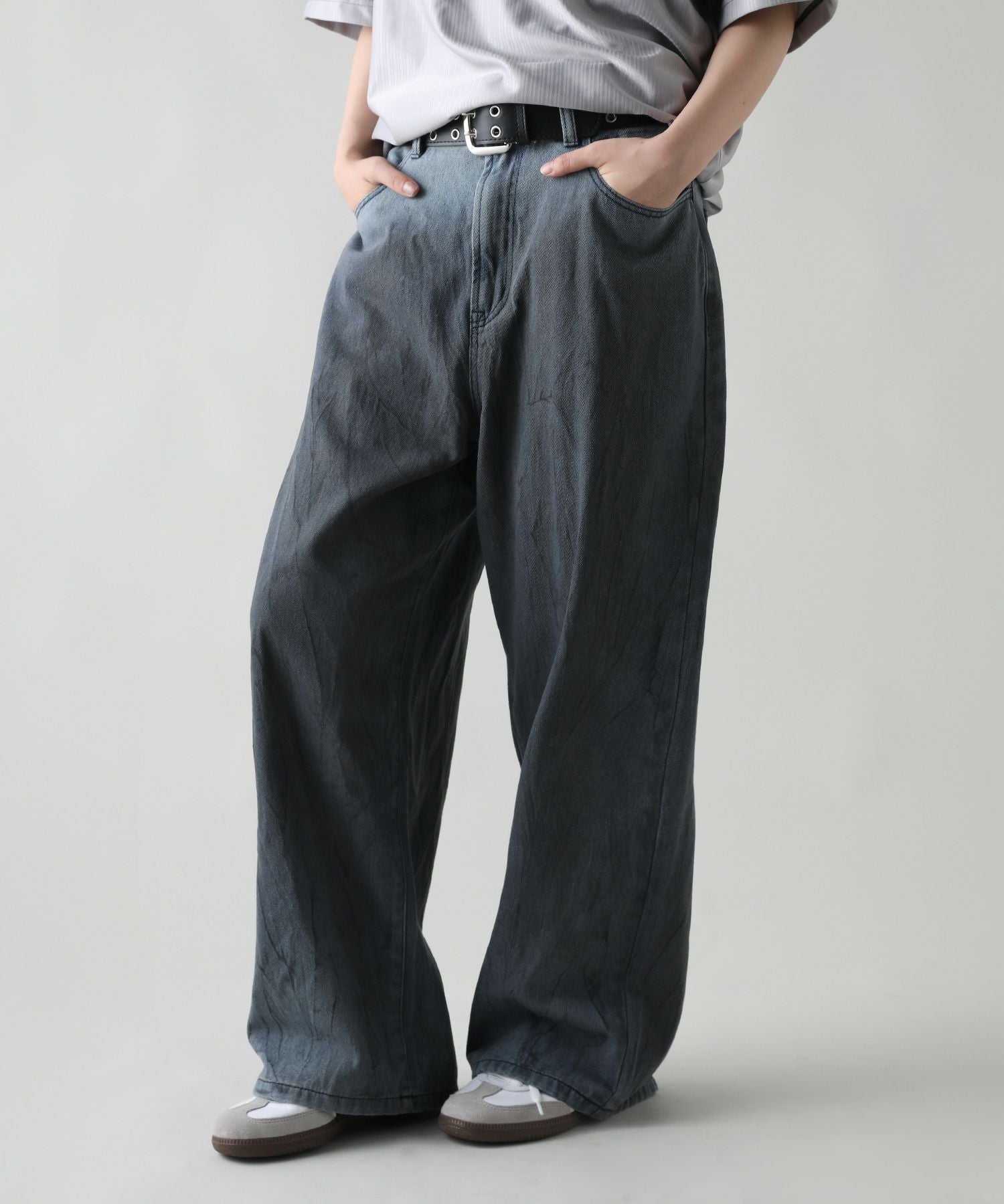 マルチ加工グランジバギーデニムパンツ ペイント加工／ペンキ加工 | MSG