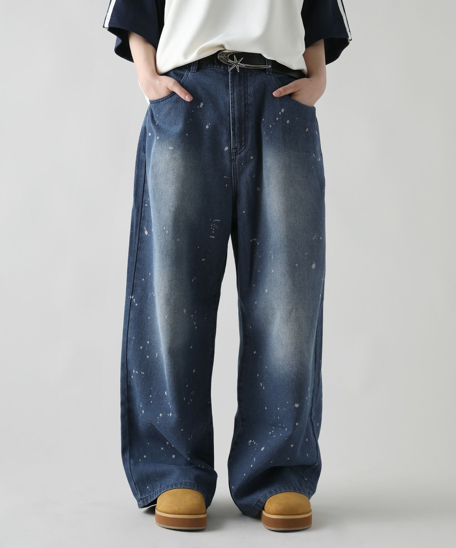 L.G.B. ペイント加工 パッチワークデニムパンツ　s size マルチ加工グランジバギーデニムパンツ ペイント加工／ペンキ加工 | MSG