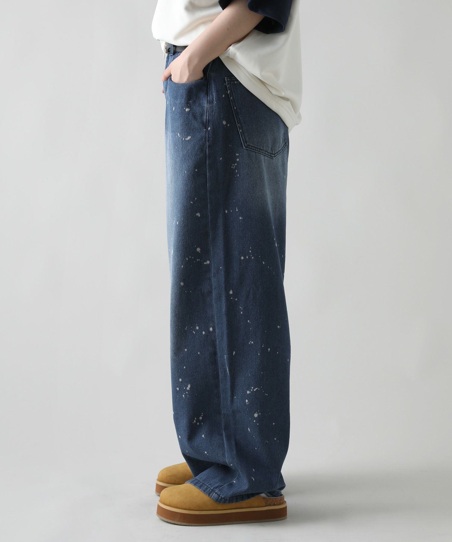 マルチ加工グランジバギーデニムパンツ ペイント加工／ペンキ加工 | MSG