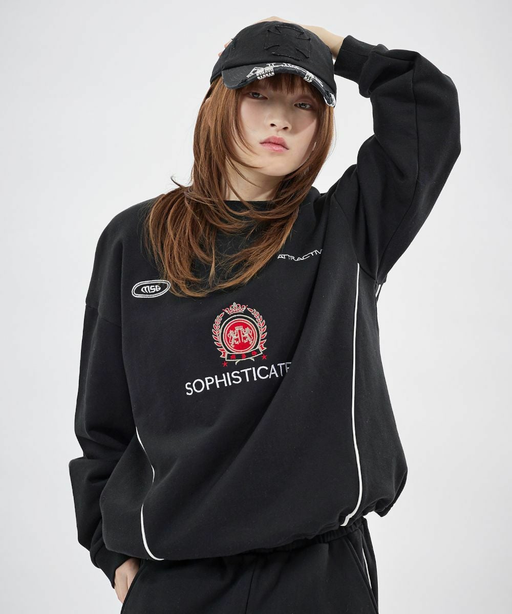 MSGM 2tone スウェット MSGM (エムエスジーエム) ロゴプリント クルーネック トレーナー