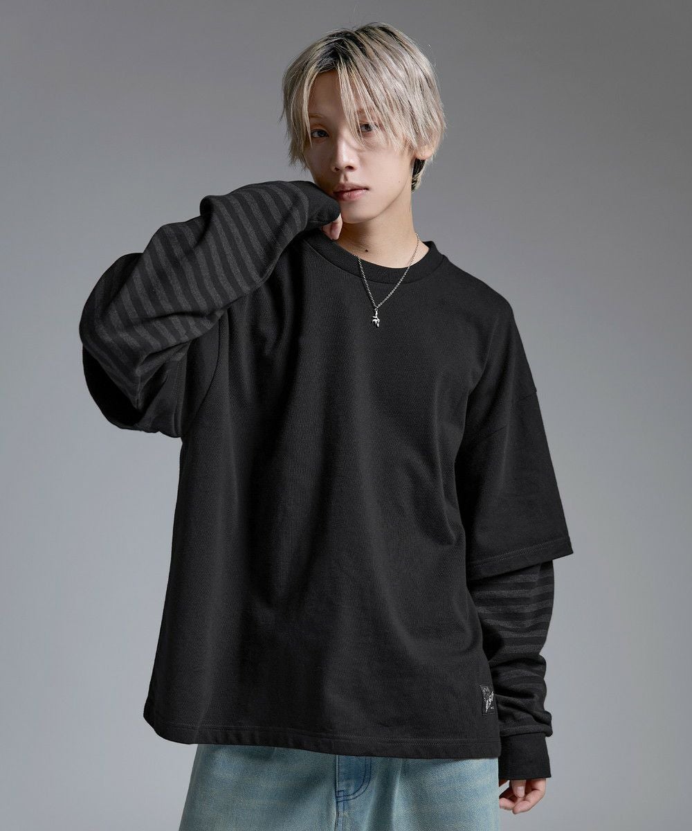 フェイクレイヤードロンT カモフラージュ柄 ボーダー【UNISEX】 | MSG