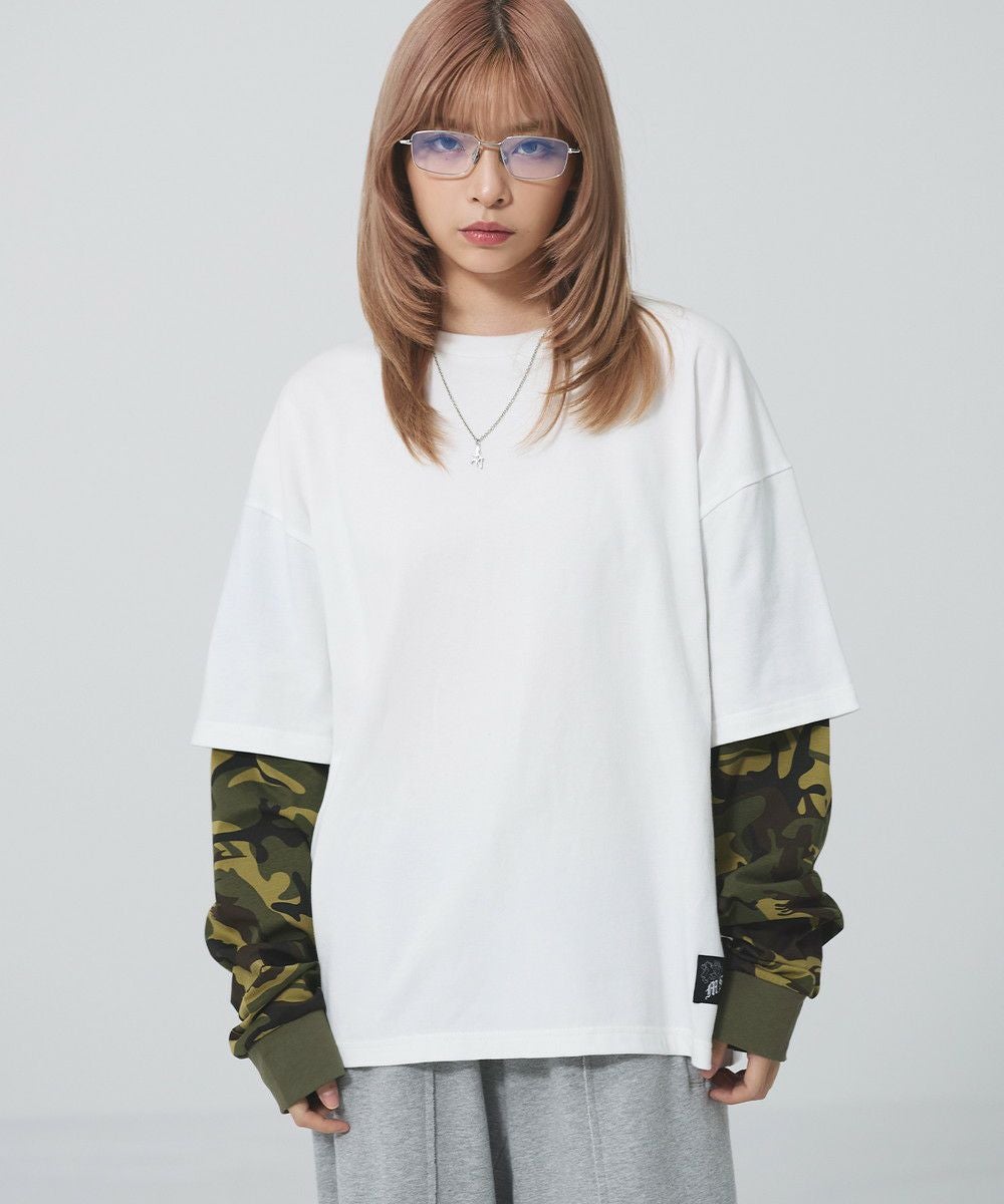 フェイクレイヤードロンT カモフラージュ柄 ボーダー【UNISEX】 | MSG