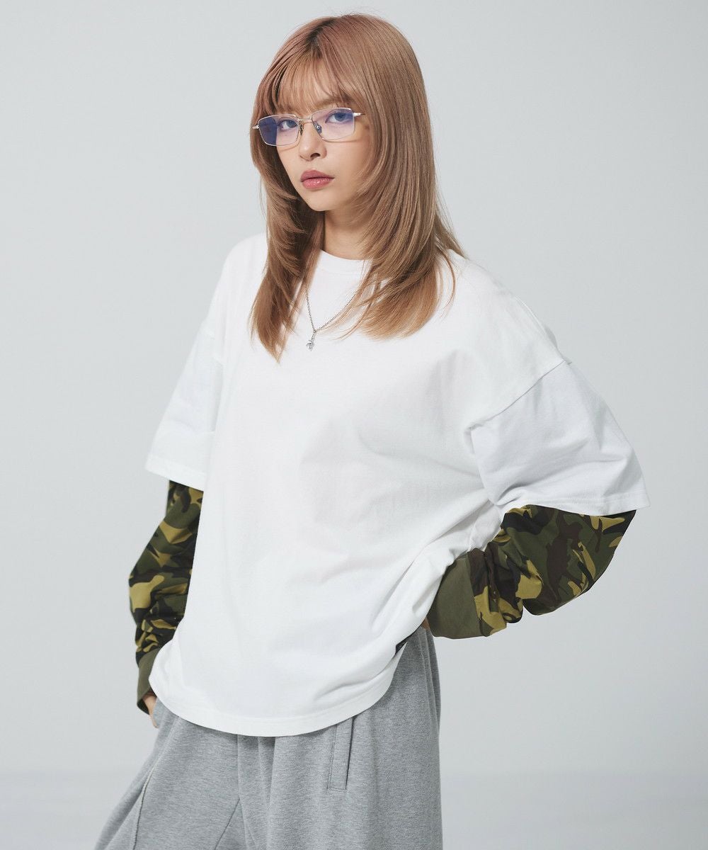 フェイクレイヤードロンT カモフラージュ柄 ボーダー【UNISEX】 | MSG