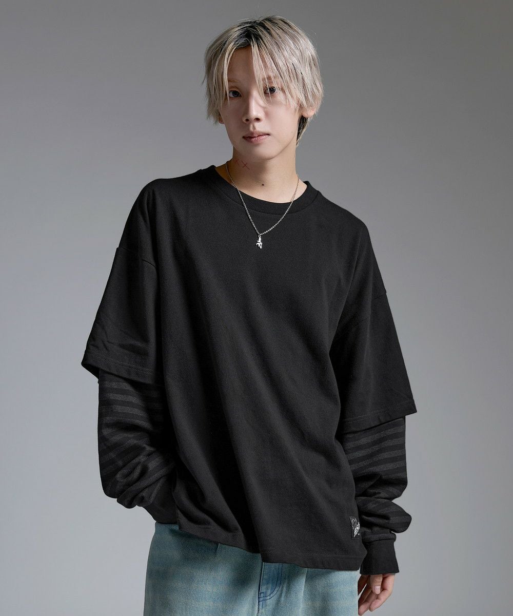 フェイクレイヤードロンT カモフラージュ柄 ボーダー【UNISEX】 | MSG