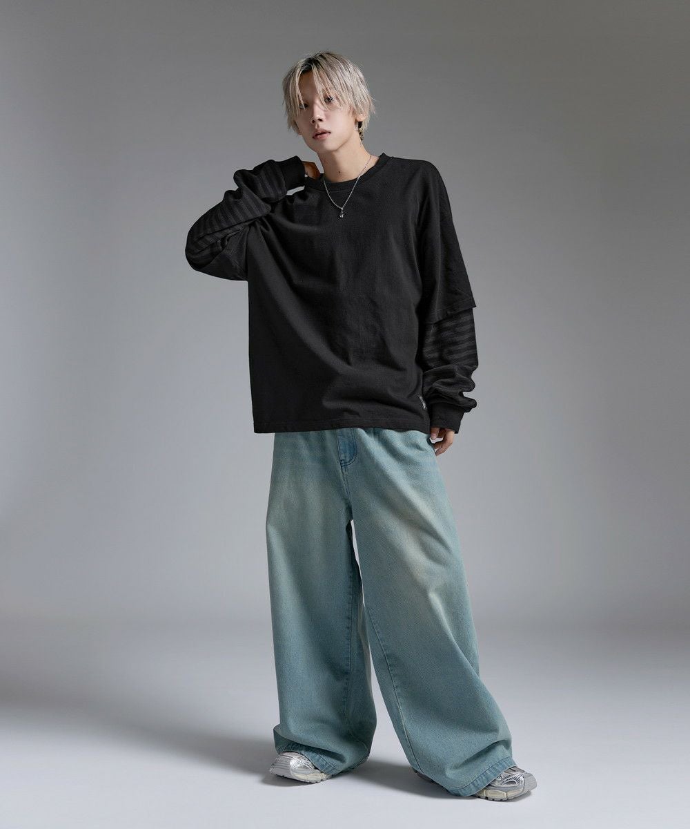 フェイクレイヤードロンT カモフラージュ柄 ボーダー【UNISEX】 | MSG