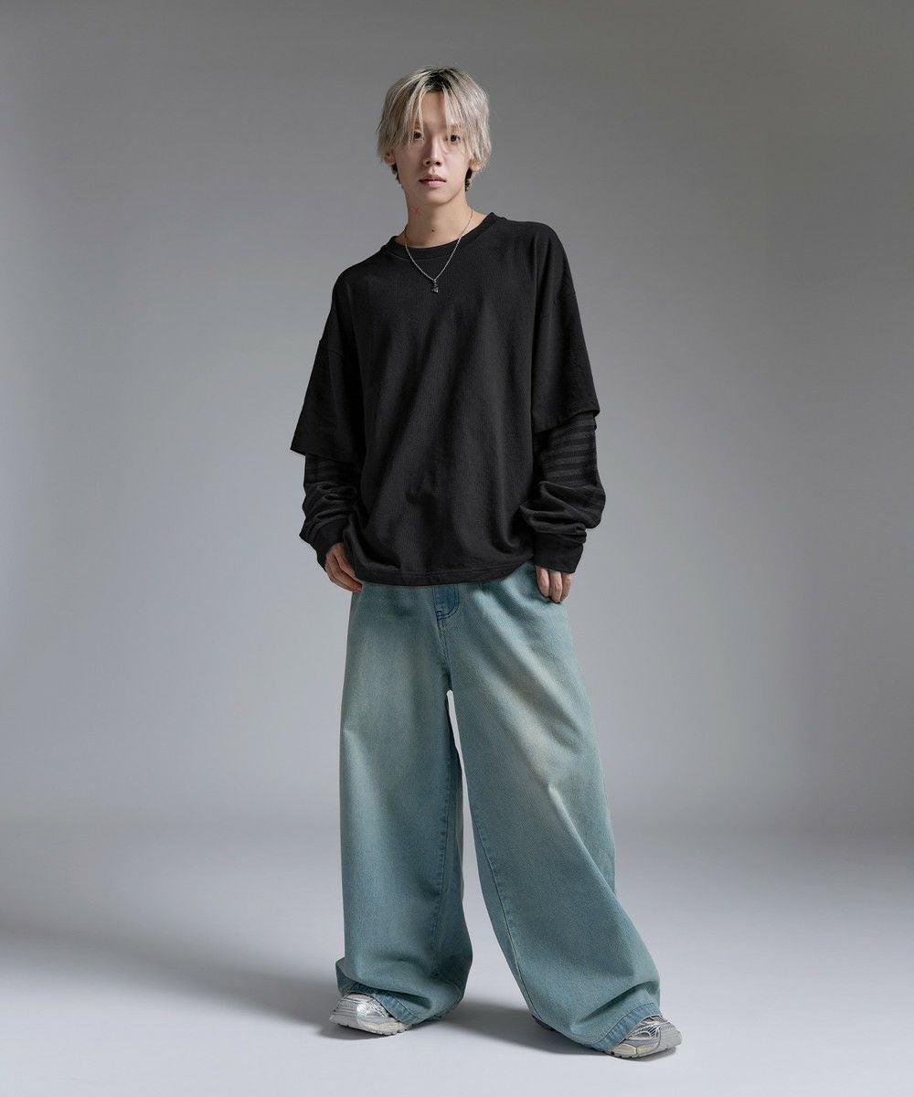 フェイクレイヤードロンT カモフラージュ柄 ボーダー【UNISEX】 | MSG