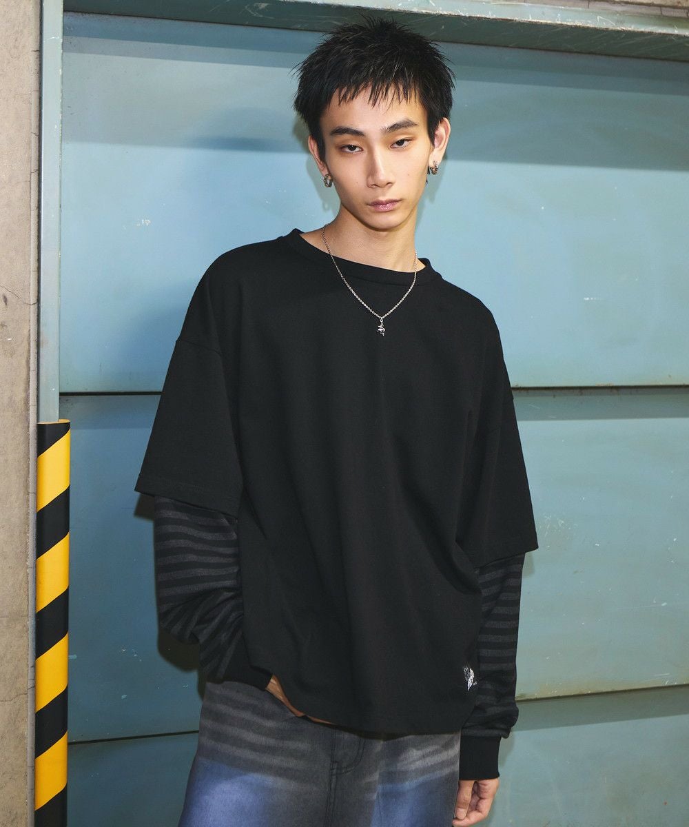 フェイクレイヤードロンT カモフラージュ柄 ボーダー【UNISEX】 | MSG