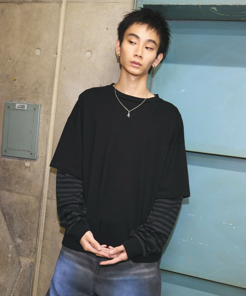 フェイクレイヤードロンT カモフラージュ柄 ボーダー【UNISEX】 | MSG