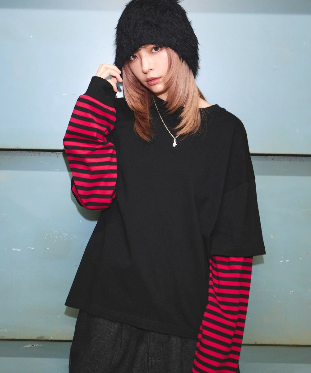 フェイクレイヤードロンT カモフラージュ柄 ボーダー【UNISEX】 | MSG