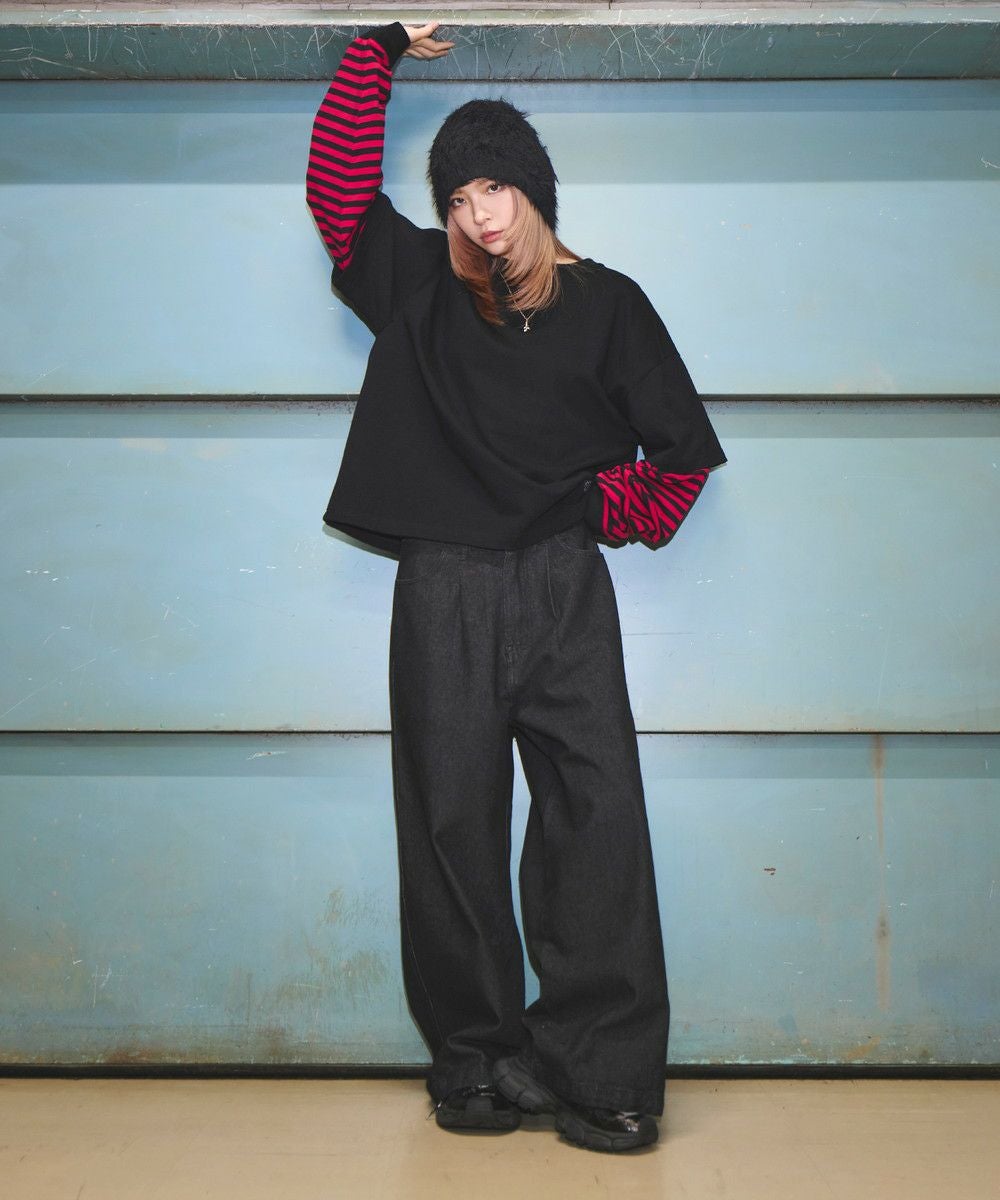 フェイクレイヤードロンT カモフラージュ柄 ボーダー【UNISEX】 | MSG