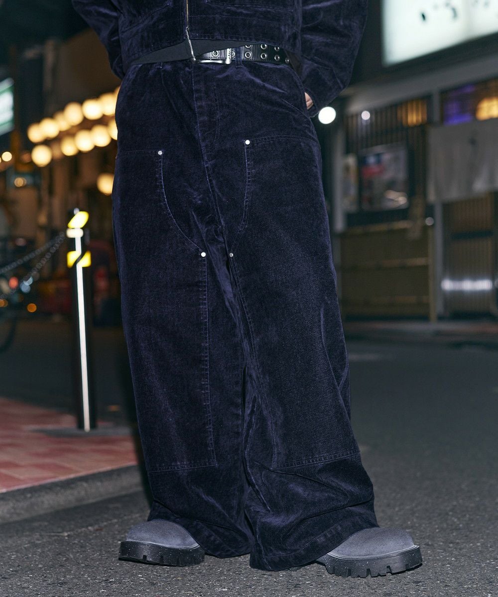 ベルベットデニム SET-UP着用可能】ベルベットライクペインターダブルニーデニムパンツ | MSG