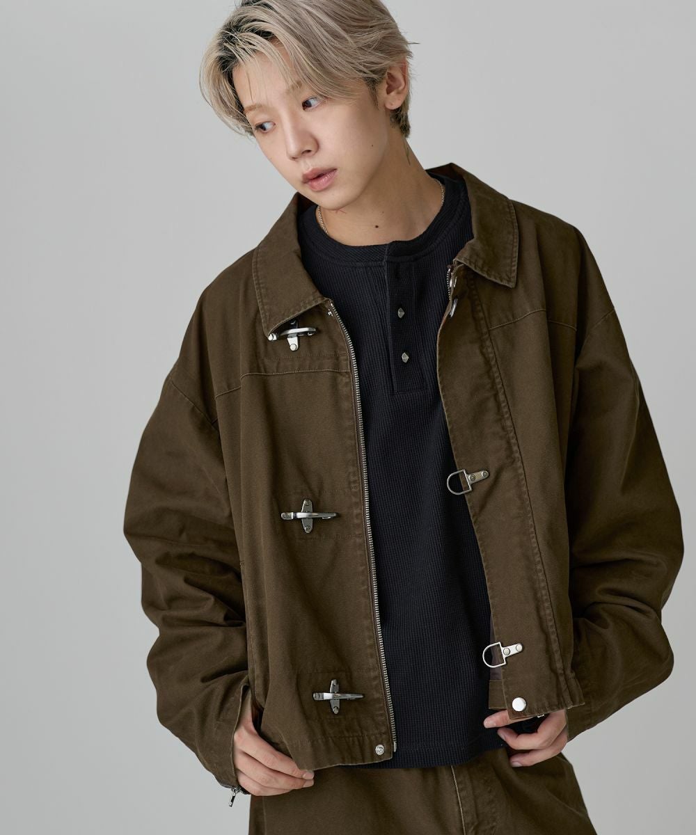 ALUDE SELECT ファイヤーマン レザージャケット ブラック 短丈 ALUDE SELECT】black short jacket | 【ALUDE】韓国メンズファッション