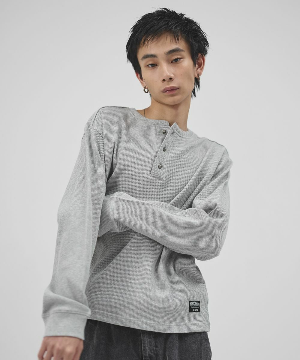 コットンサーマルロングスリーブヘンリーネックTシャツ【UNISEX】 | MSG