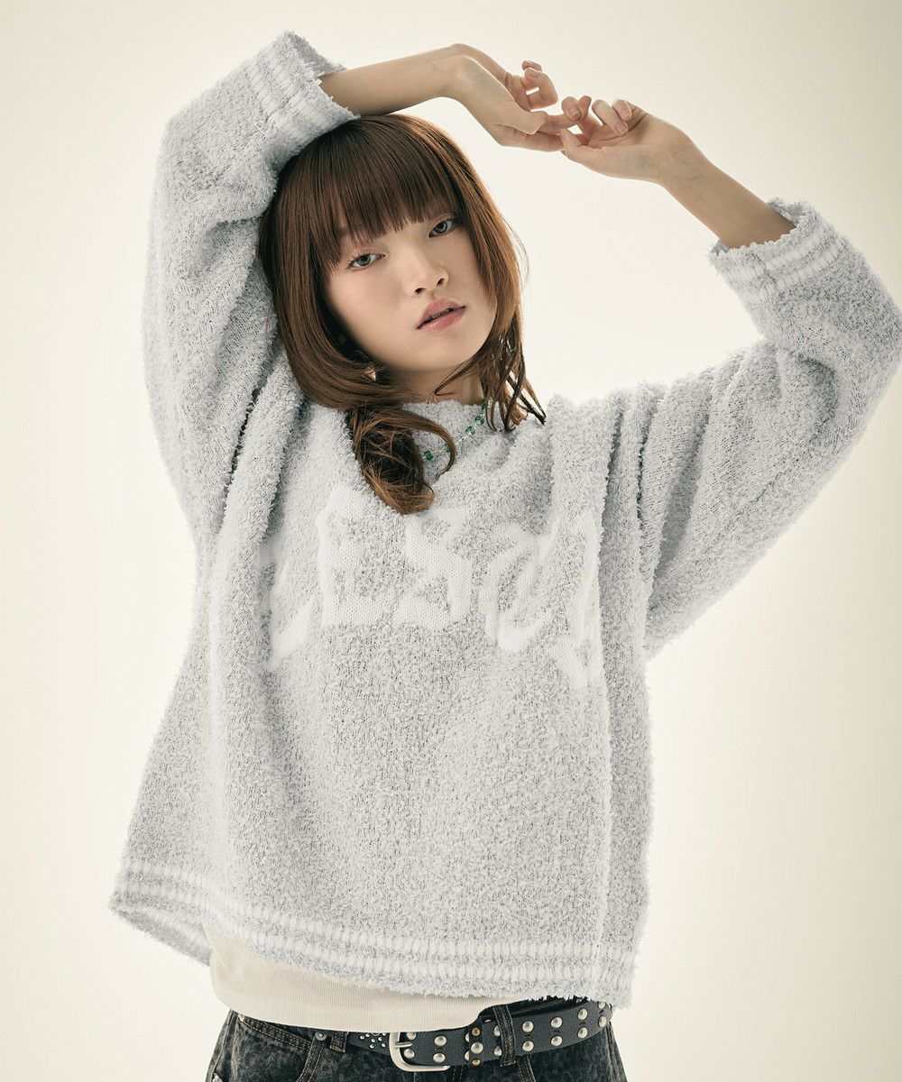 ☆M'S GRACY☆スパンコールリボンが可愛いニットセーター♪ スパンコールリボンデコカーデ風ニット【7f-831-05974】