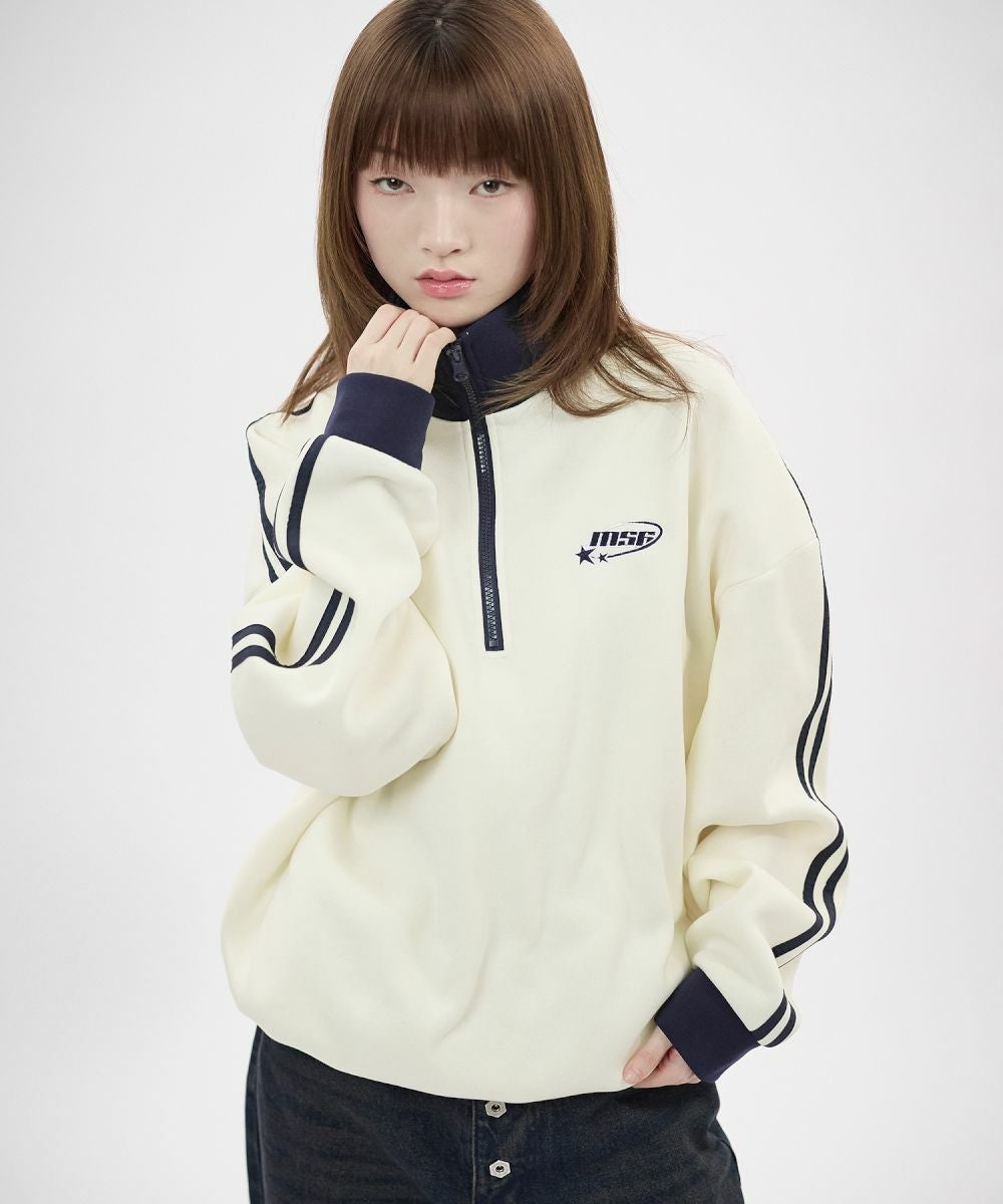 MSGM 2tone スウェット MSGM (エムエスジーエム) ロゴプリント クルーネック トレーナー