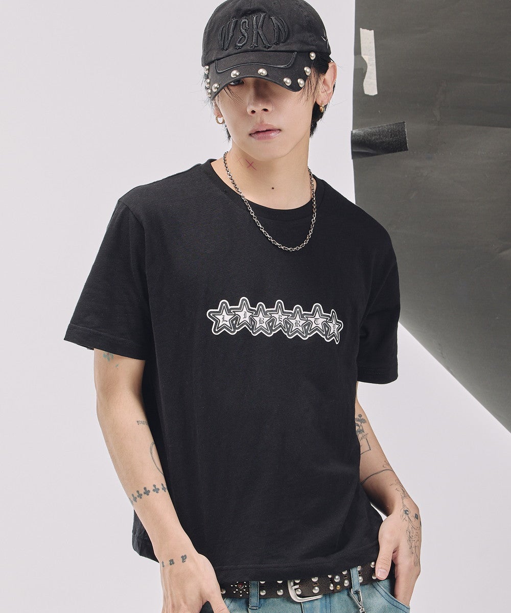 グラフィックプリント短丈半袖スラブTシャツ | MSG