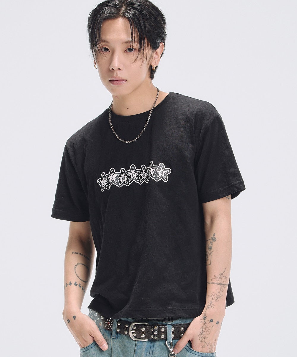 グラフィックプリント短丈半袖スラブTシャツ | MSG