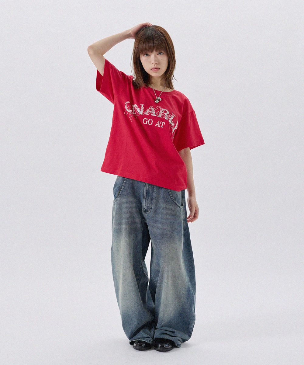 かぁㄘゃꩢ　指定あり7/21発送 メール便対応】ラインストーンTシャツ カットソー | MSG
