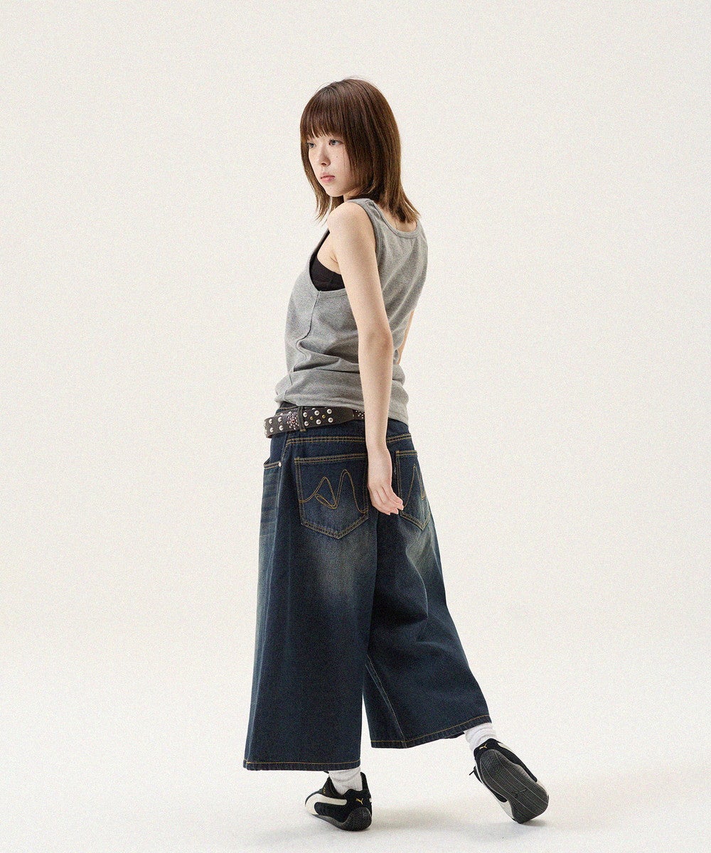 クロス&クロスリブタンク JUNOAH（ジュノア） タンクトップ ノースリーブ クロスネックリブ