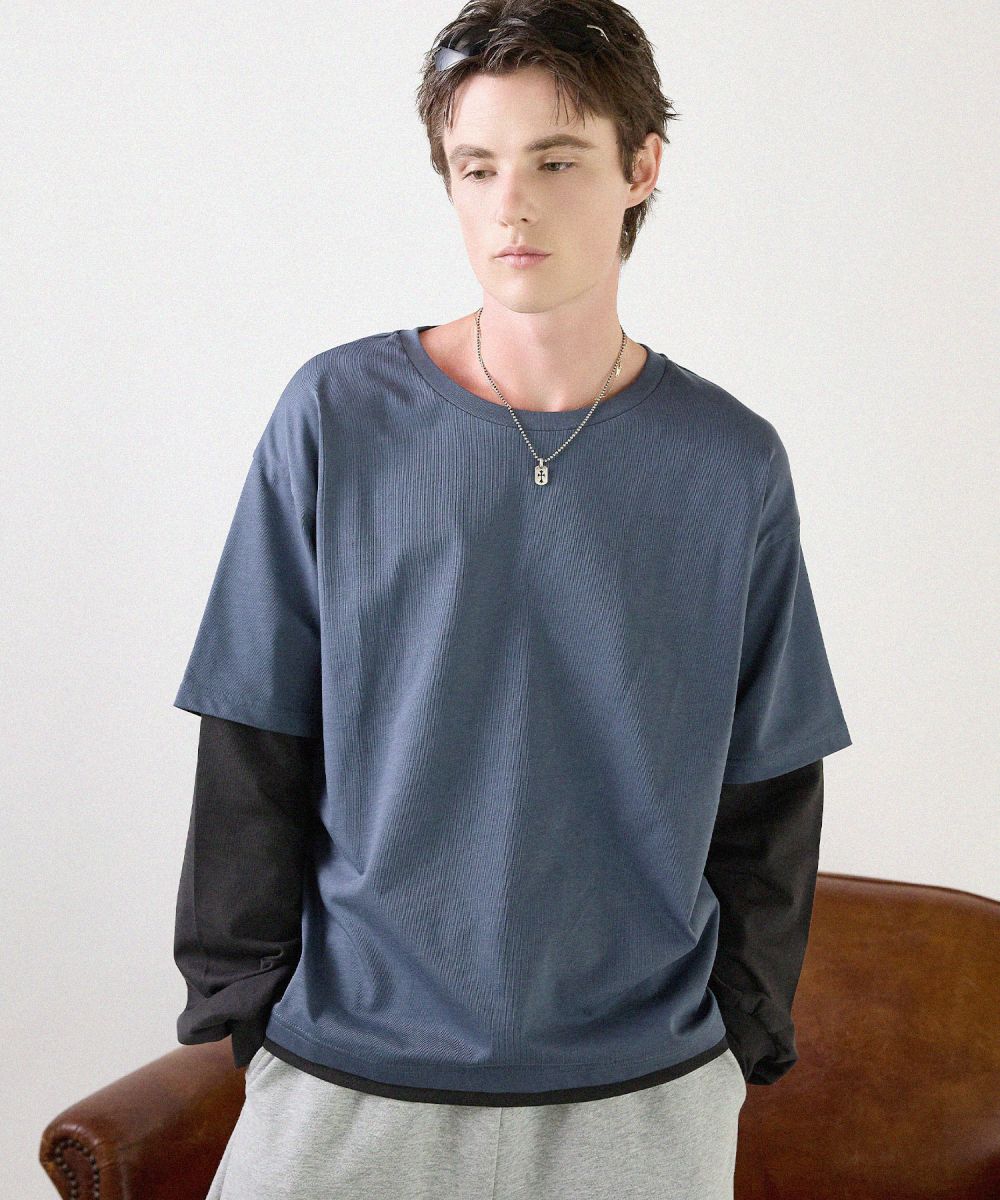 ボックスシルエットフェイクレイヤードロングTシャツ | MSG